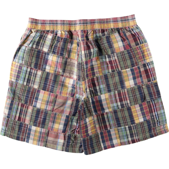 Ralph Lauren POLO by Ralph Lauren Check Pattern Patchwork Swim Shorts (Men's Size L) cotton red type Vintage Second Hand