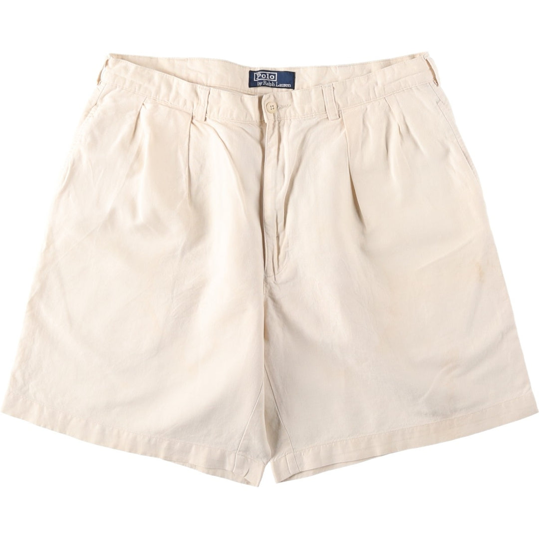 Ralph Lauren POLO by Ralph Lauren shorts, men's size W36 (approx.) linen pale white type Vintage Second Hand