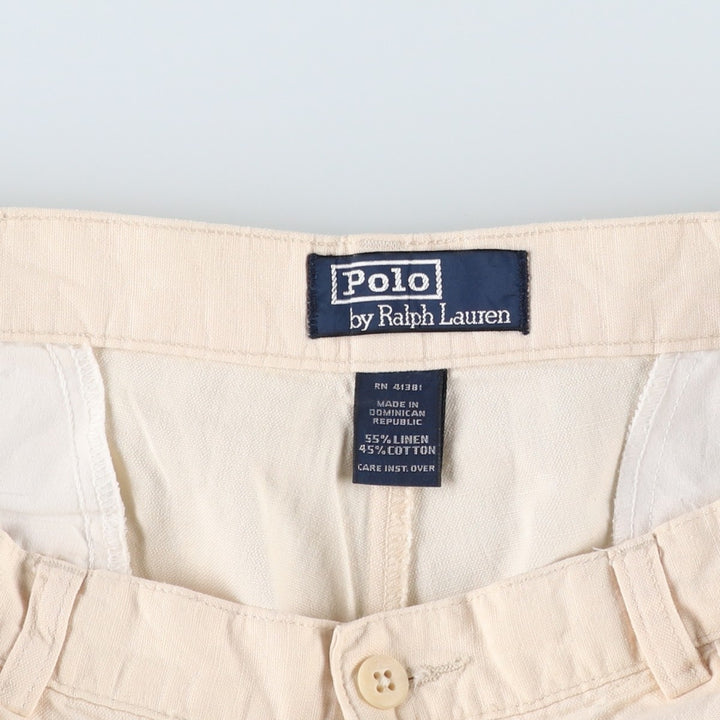 Ralph Lauren POLO by Ralph Lauren shorts, men's size W36 (approx.) linen pale white type Vintage Second Hand
