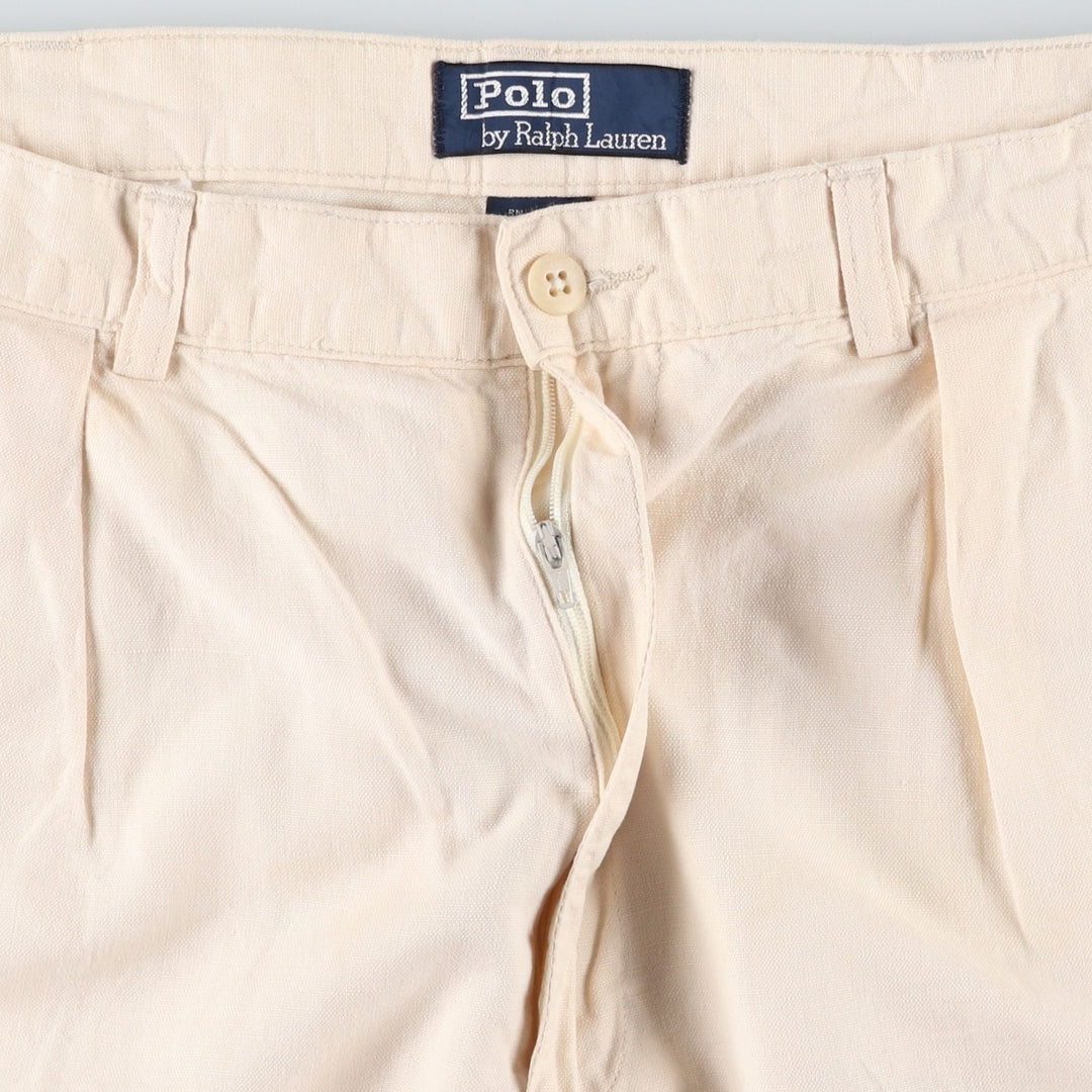 Ralph Lauren POLO by Ralph Lauren shorts, men's size W36 (approx.) linen pale white type Vintage Second Hand