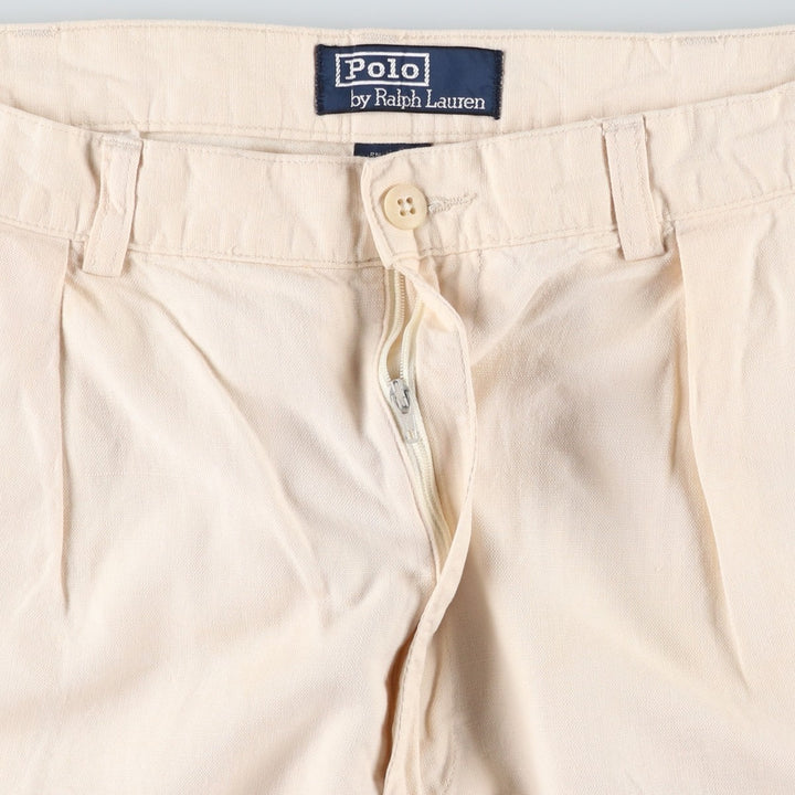 Ralph Lauren POLO by Ralph Lauren shorts, men's size W36 (approx.) linen pale white type Vintage Second Hand