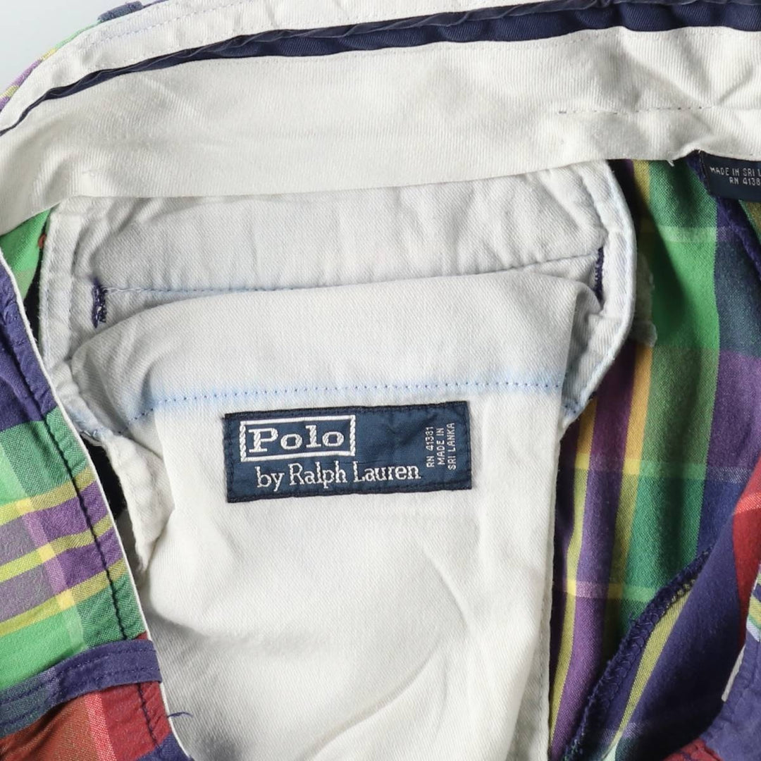Ralph Lauren POLO by Ralph Lauren Check Pattern Cotton Shorts, Men's Size W33 (approx.) cotton multicolor Vintage Second Hand