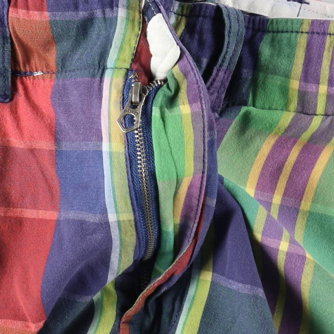 Ralph Lauren POLO by Ralph Lauren Check Pattern Cotton Shorts, Men's Size W33 (approx.) cotton multicolor Vintage Second Hand