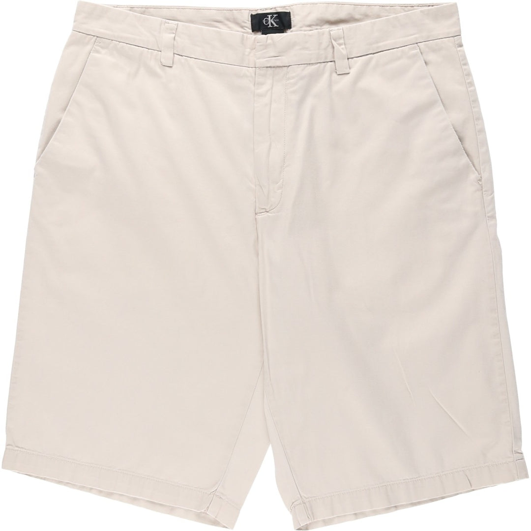 90s-00'S Calvin Klein cotton shorts, men's size W34 (approx.), vintage. cotton Beige type Vintage Second Hand
