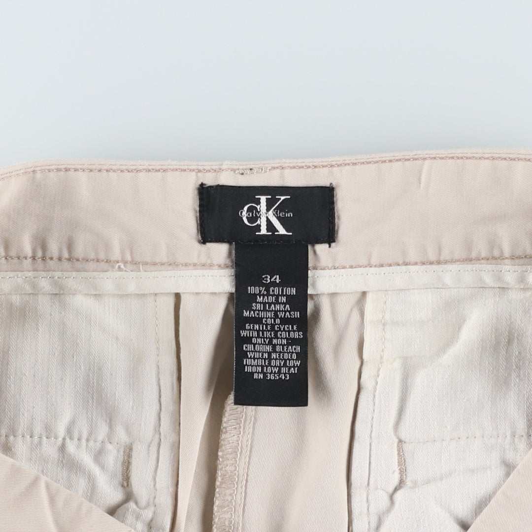 90s-00'S Calvin Klein cotton shorts, men's size W34 (approx.), vintage. cotton Beige type Vintage Second Hand