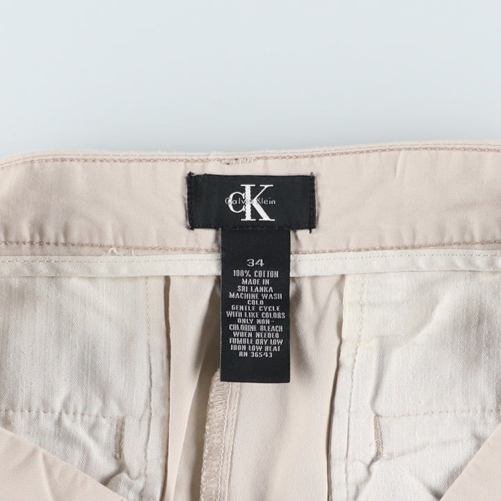 90s-00'S Calvin Klein cotton shorts, men's size W34 (approx.), vintage. cotton Beige type Vintage Second Hand