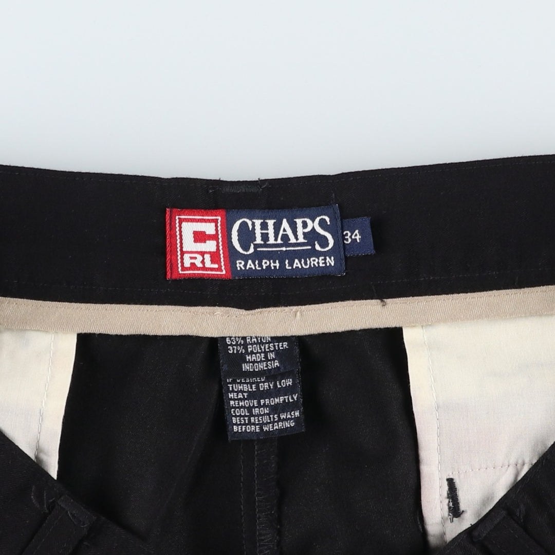 90'S Ralph Lauren CHAPS shorts, men's size W34 (approx.), vintage. Rayon black type Vintage Second Hand