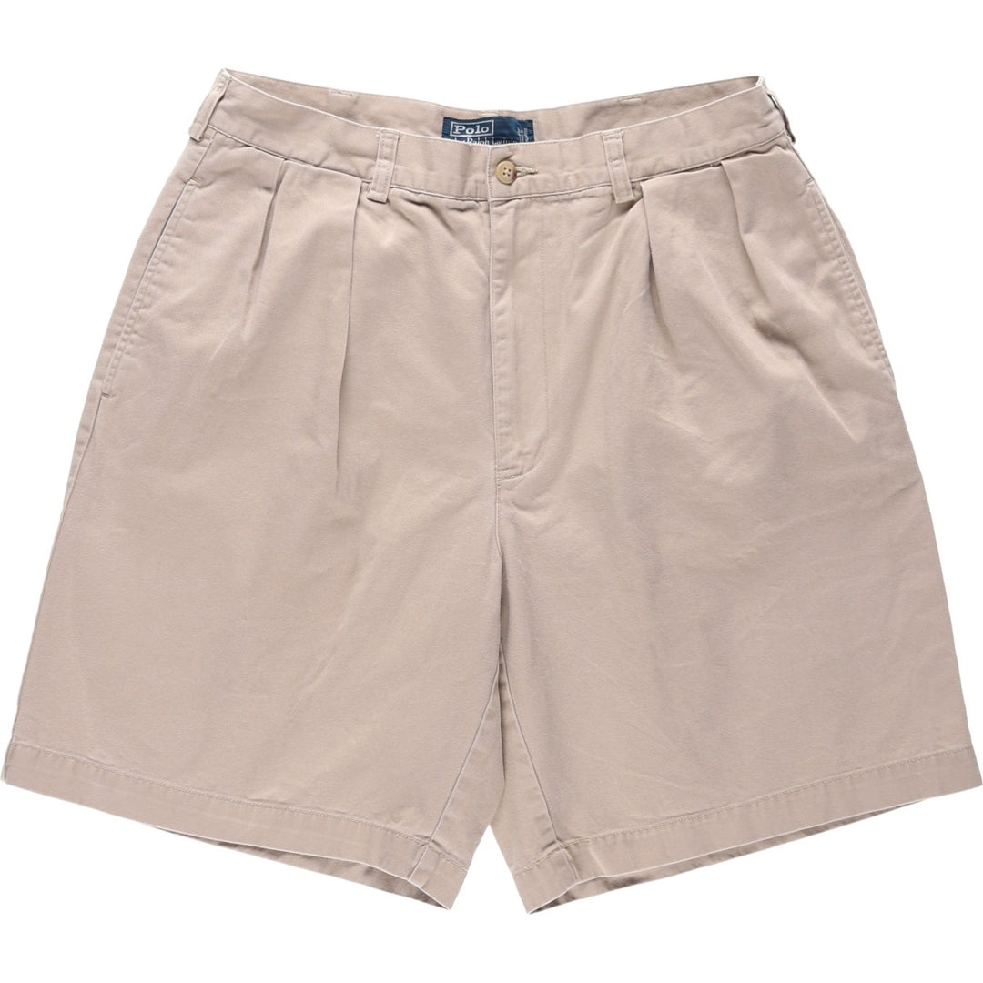 Ralph Lauren POLO by Ralph Lauren Two-Pleat Chino Shorts, Men's Size W33 (approx.) cotton Beige type Vintage Second Hand