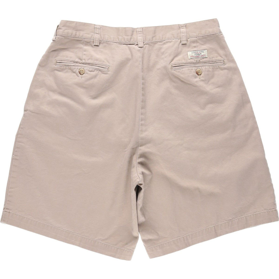 Ralph Lauren POLO by Ralph Lauren Two-Pleat Chino Shorts, Men's Size W33 (approx.) cotton Beige type Vintage Second Hand