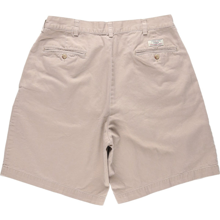 Ralph Lauren POLO by Ralph Lauren Two-Pleat Chino Shorts, Men's Size W33 (approx.) cotton Beige type Vintage Second Hand