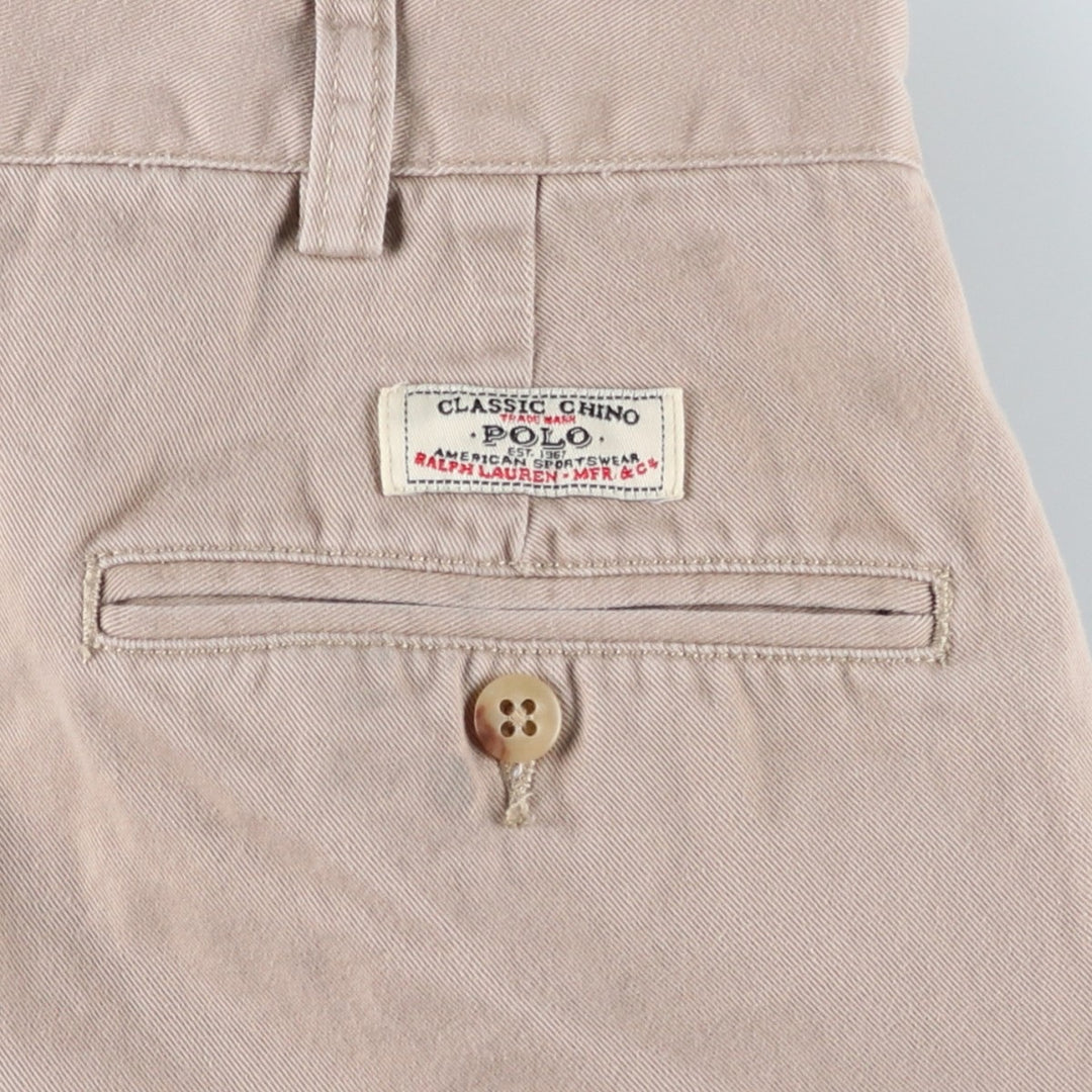 Ralph Lauren POLO by Ralph Lauren Two-Pleat Chino Shorts, Men's Size W33 (approx.) cotton Beige type Vintage Second Hand