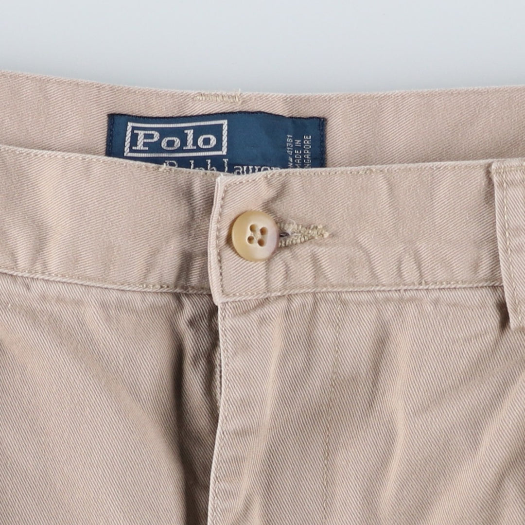 Ralph Lauren POLO by Ralph Lauren Two-Pleat Chino Shorts, Men's Size W33 (approx.) cotton Beige type Vintage Second Hand