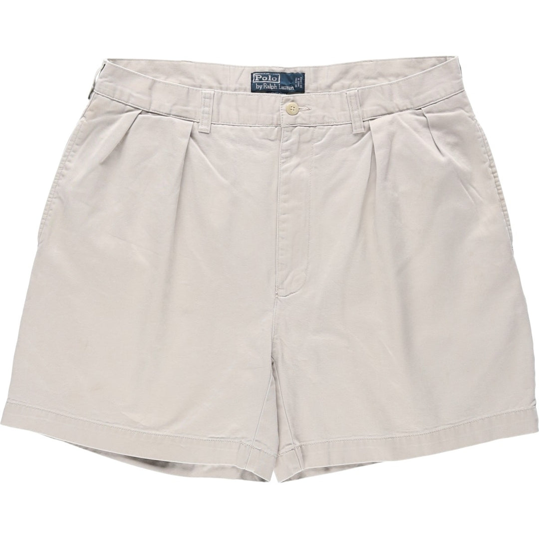 Ralph Lauren POLO by Ralph Lauren ANDREW SHORT Two-pleat chino shorts, short pants, men's size W35 cotton pale white type Vintage Second Hand
