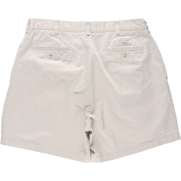 Ralph Lauren POLO by Ralph Lauren ANDREW SHORT Two-pleat chino shorts, short pants, men's size W35 cotton pale white type Vintage Second Hand