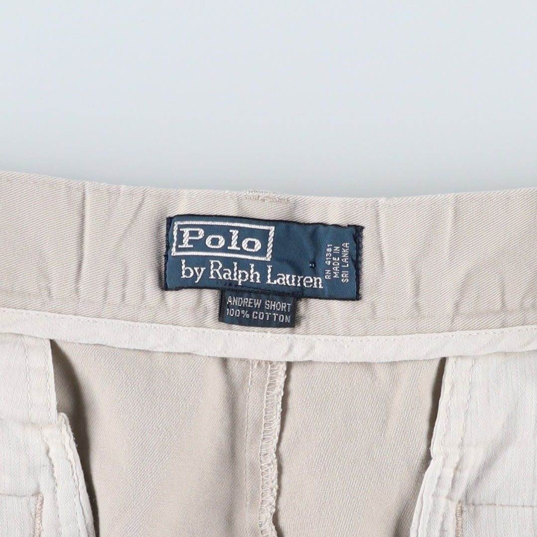 Ralph Lauren POLO by Ralph Lauren ANDREW SHORT Two-pleat chino shorts, short pants, men's size W35 cotton pale white type Vintage Second Hand