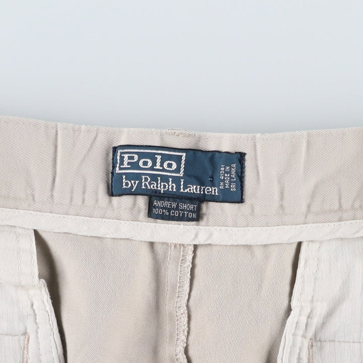 Ralph Lauren POLO by Ralph Lauren ANDREW SHORT Two-pleat chino shorts, short pants, men's size W35 cotton pale white type Vintage Second Hand