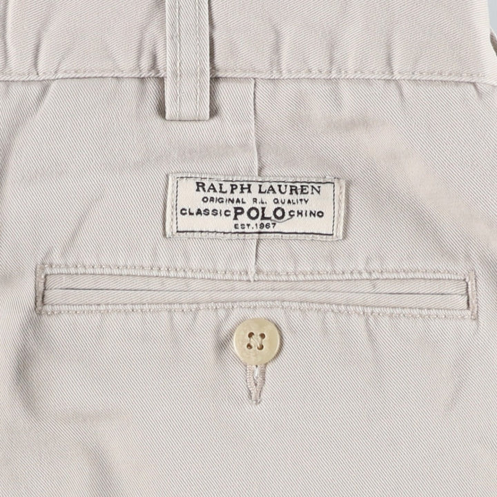 Ralph Lauren POLO by Ralph Lauren ANDREW SHORT Two-pleat chino shorts, short pants, men's size W35 cotton pale white type Vintage Second Hand