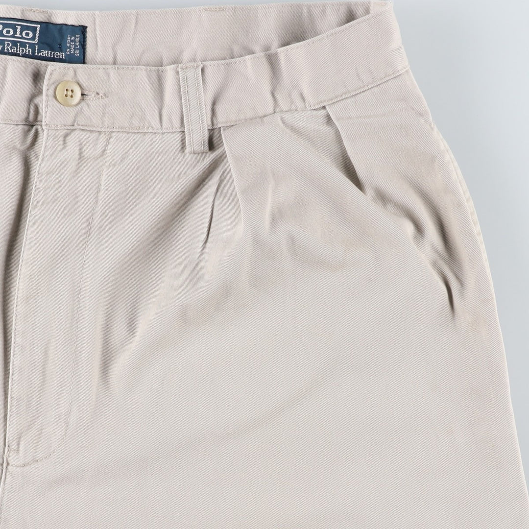 Ralph Lauren POLO by Ralph Lauren ANDREW SHORT Two-pleat chino shorts, short pants, men's size W35 cotton pale white type Vintage Second Hand