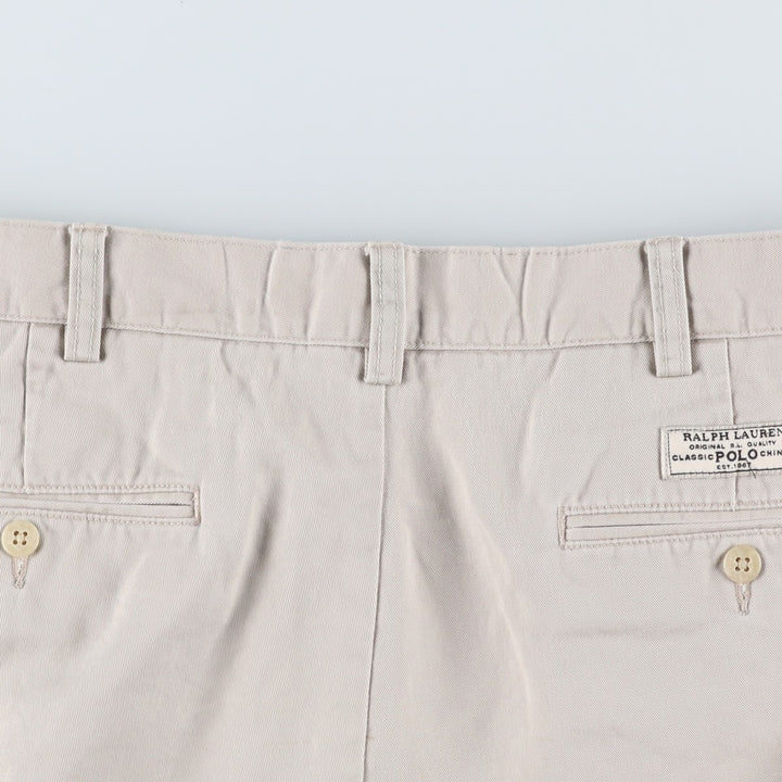 Ralph Lauren POLO by Ralph Lauren ANDREW SHORT Two-pleat chino shorts, short pants, men's size W35 cotton pale white type Vintage Second Hand