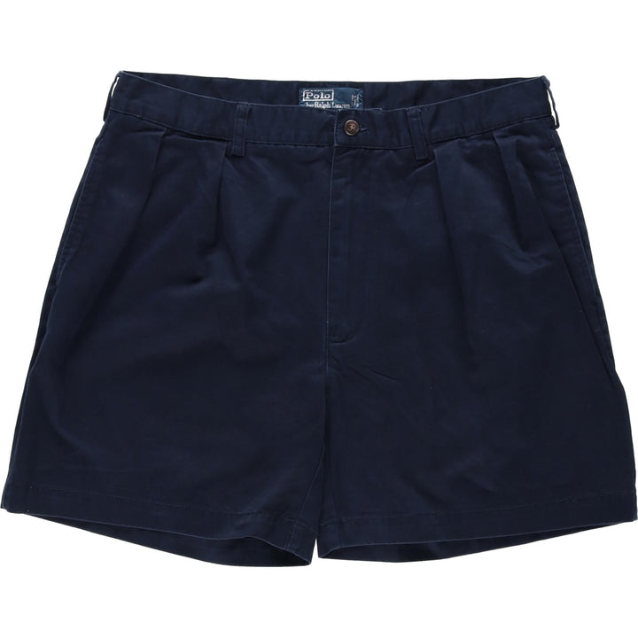 Ralph Lauren POLO by Ralph Lauren Two-pleat Chino Shorts Shorts Men's W35 equivalent cotton navy blue type Vintage Second Hand