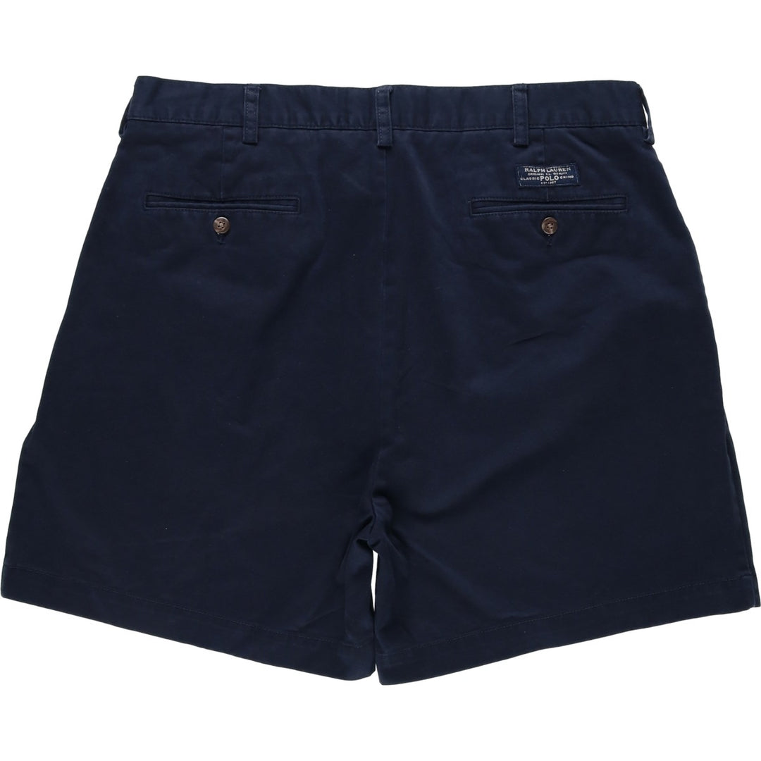 Ralph Lauren POLO by Ralph Lauren Two-pleat Chino Shorts Shorts Men's W35 equivalent cotton navy blue type Vintage Second Hand