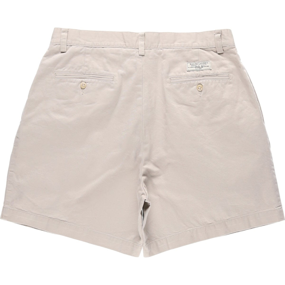 Ralph Lauren POLO by Ralph Lauren ANDREW SHORT Two-pleat chino shorts, short pants, men's size W33 cotton pale white type Vintage Second Hand