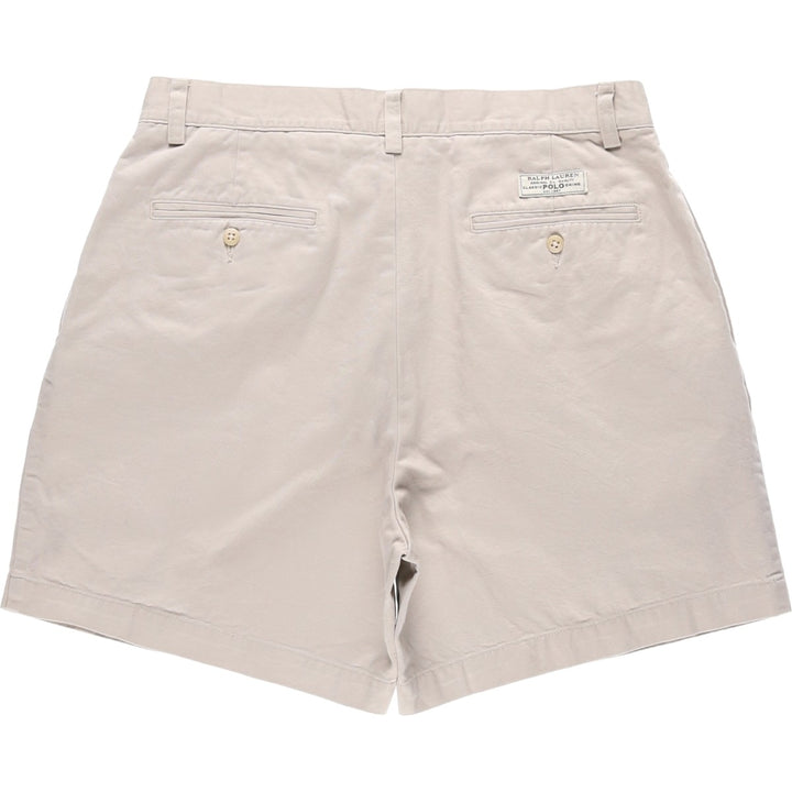 Ralph Lauren POLO by Ralph Lauren ANDREW SHORT Two-pleat chino shorts, short pants, men's size W33 cotton pale white type Vintage Second Hand
