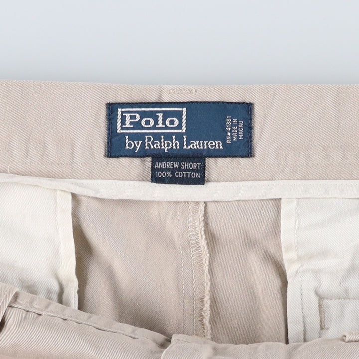 Ralph Lauren POLO by Ralph Lauren ANDREW SHORT Two-pleat chino shorts, short pants, men's size W33 cotton pale white type Vintage Second Hand
