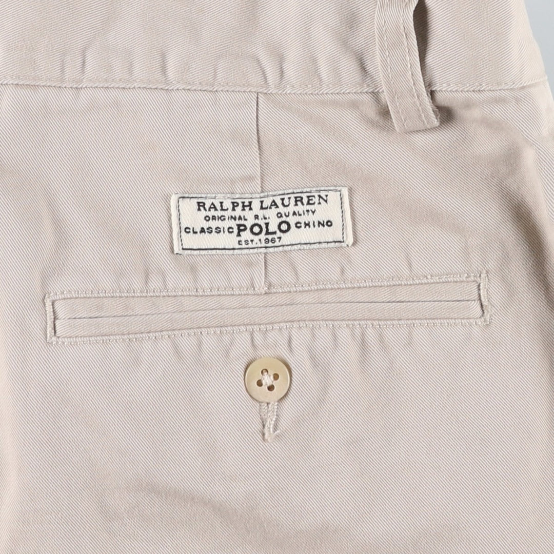 Ralph Lauren POLO by Ralph Lauren ANDREW SHORT Two-pleat chino shorts, short pants, men's size W33 cotton pale white type Vintage Second Hand