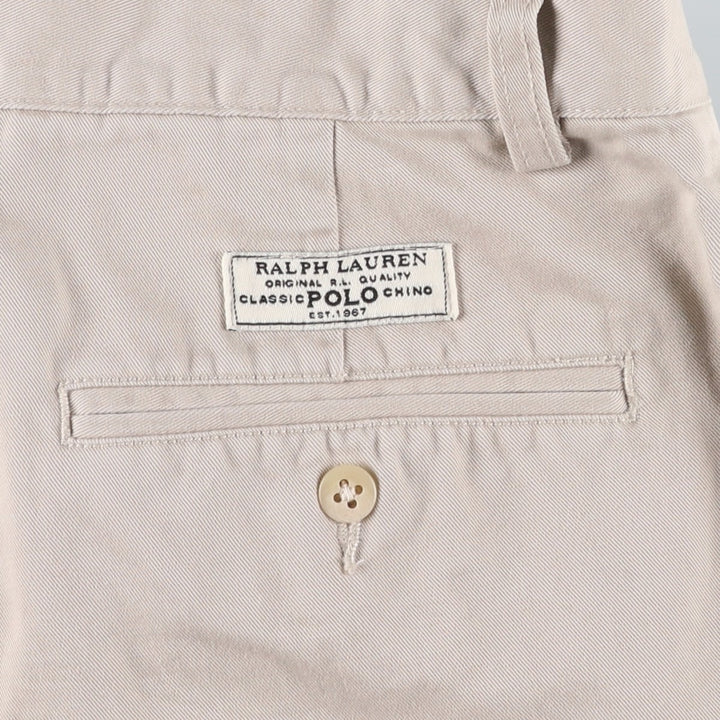 Ralph Lauren POLO by Ralph Lauren ANDREW SHORT Two-pleat chino shorts, short pants, men's size W33 cotton pale white type Vintage Second Hand