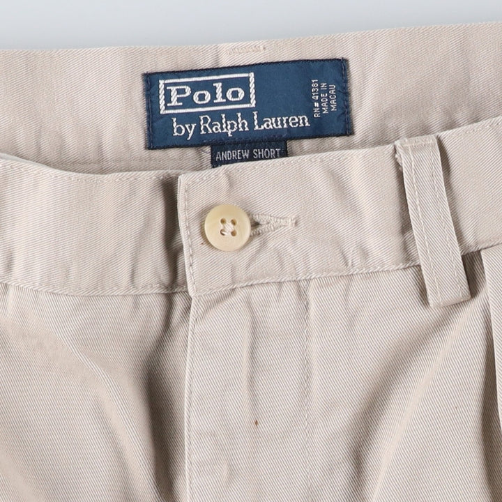 Ralph Lauren POLO by Ralph Lauren ANDREW SHORT Two-pleat chino shorts, short pants, men's size W33 cotton pale white type Vintage Second Hand