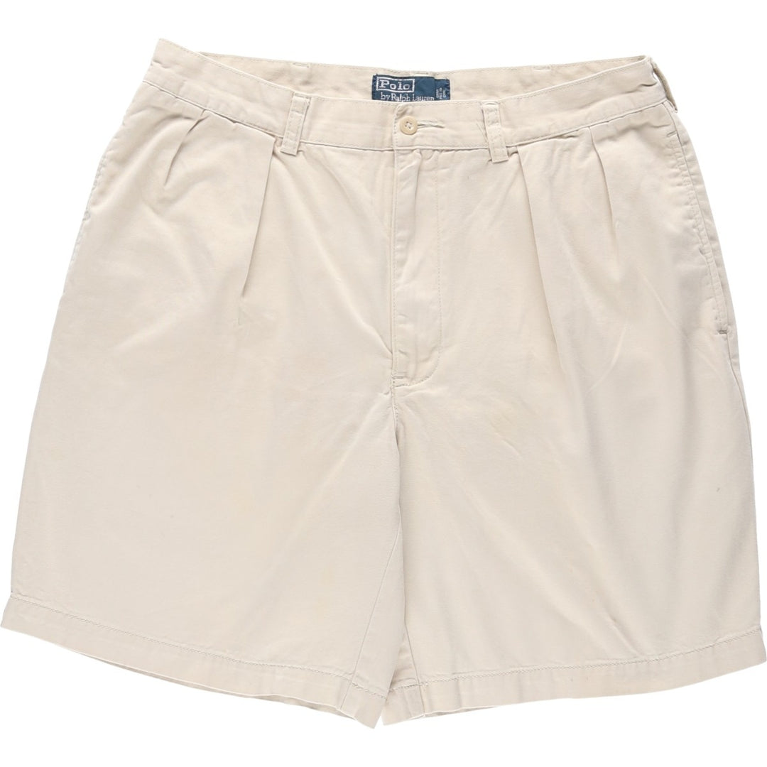 Ralph Lauren POLO by Ralph Lauren TYLER SHORT Two-pleat chino shorts, short pants, men's size W34 cotton Beige type Vintage Second Hand