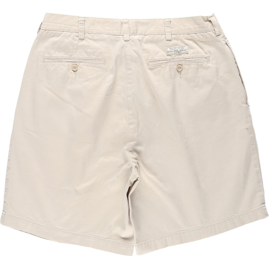 Ralph Lauren POLO by Ralph Lauren TYLER SHORT Two-pleat chino shorts, short pants, men's size W34 cotton Beige type Vintage Second Hand