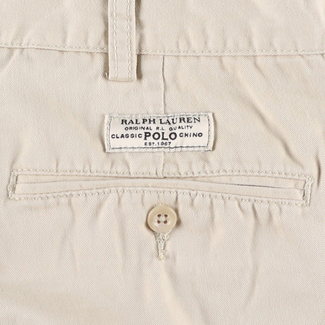 Ralph Lauren POLO by Ralph Lauren TYLER SHORT Two-pleat chino shorts, short pants, men's size W34 cotton Beige type Vintage Second Hand