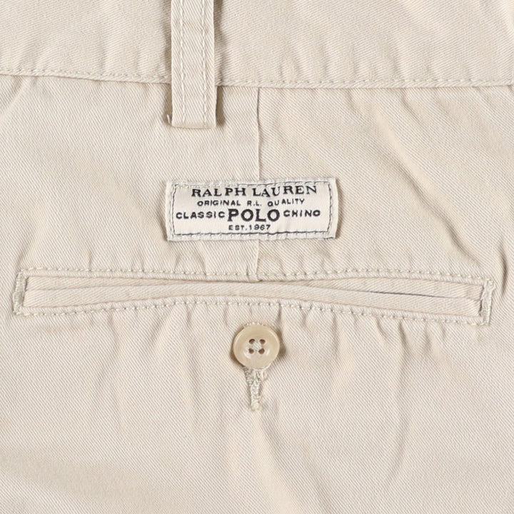 Ralph Lauren POLO by Ralph Lauren TYLER SHORT Two-pleat chino shorts, short pants, men's size W34 cotton Beige type Vintage Second Hand