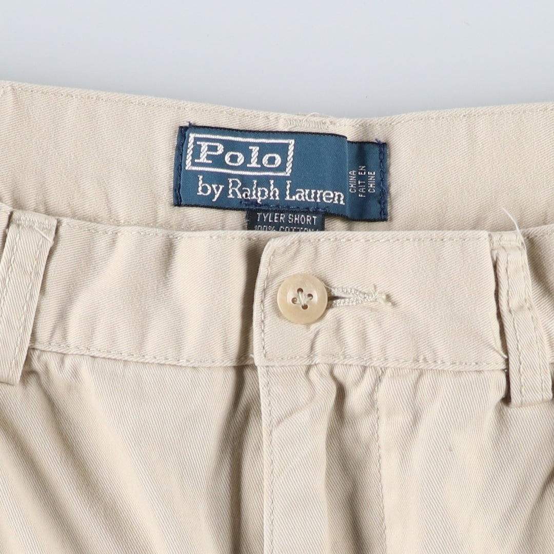 Ralph Lauren POLO by Ralph Lauren TYLER SHORT Two-pleat chino shorts, short pants, men's size W34 cotton Beige type Vintage Second Hand