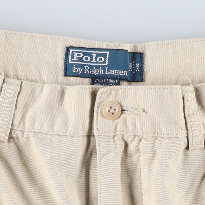Ralph Lauren POLO by Ralph Lauren TYLER SHORT Two-pleat chino shorts, short pants, men's size W34 cotton Beige type Vintage Second Hand