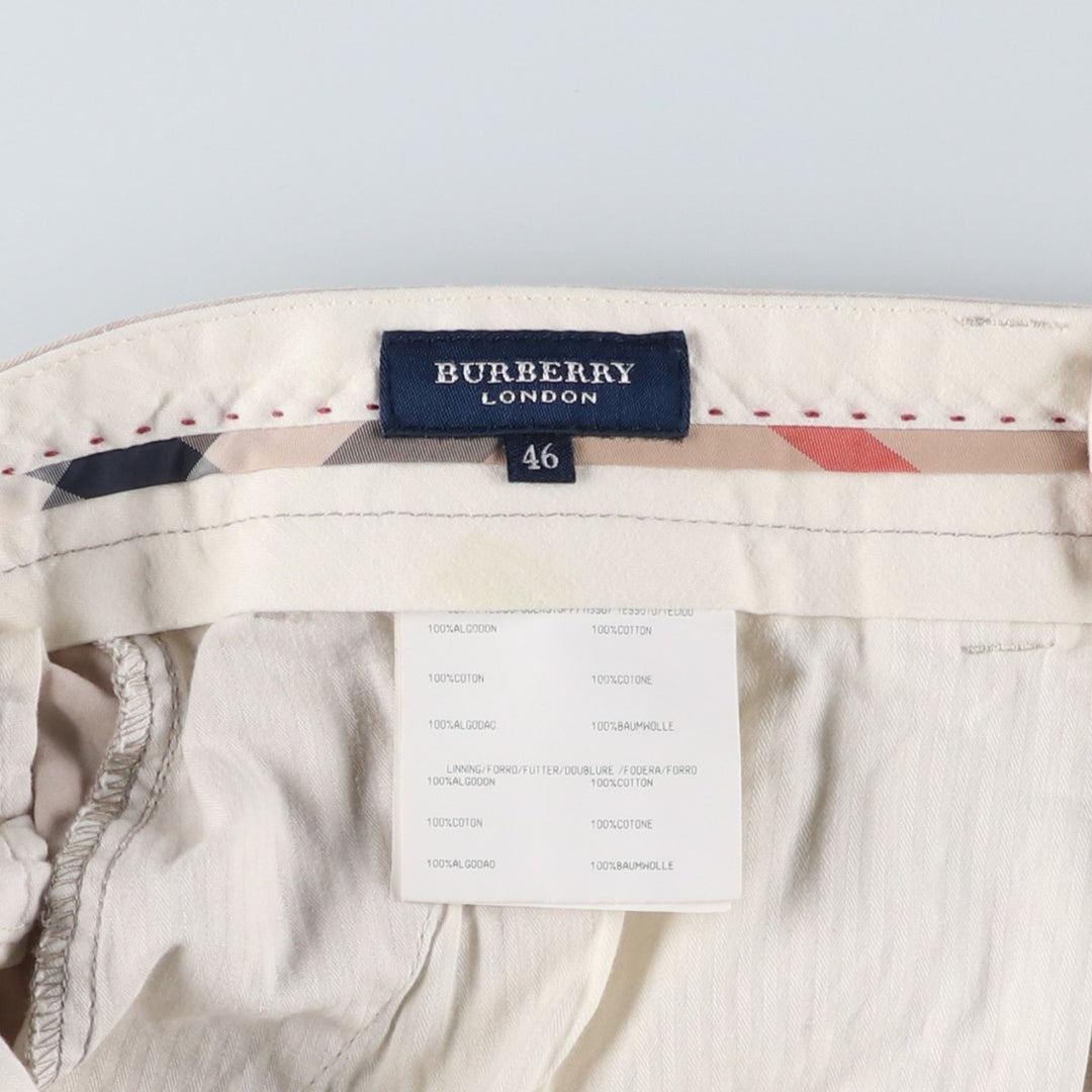Burberry's BURBERRY LONDON One-tuck Chino Shorts, Made in Spain, Men's W35 (approx.) cotton Beige type Vintage Second Hand