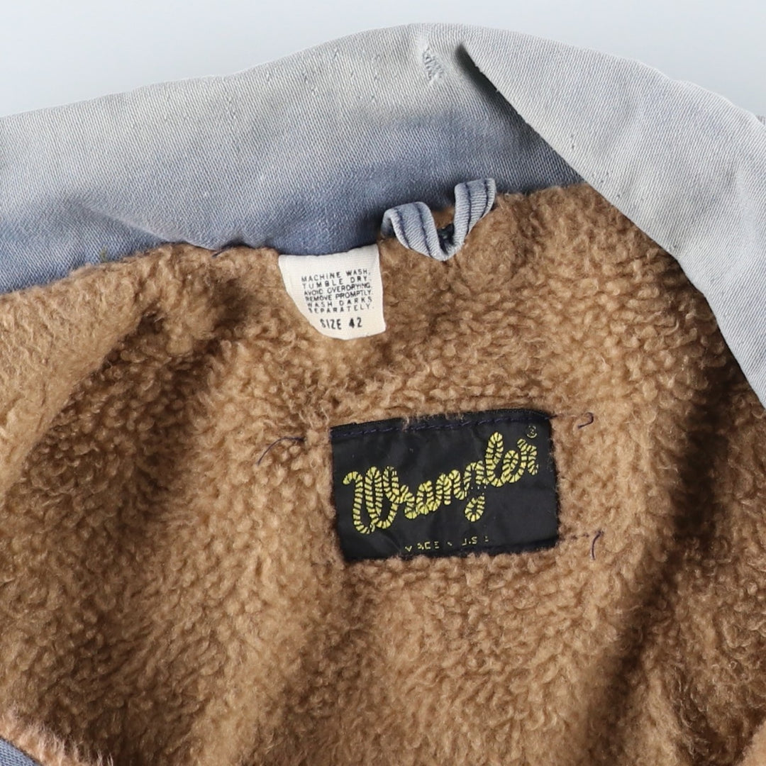 1970'S Wrangler padded fleece jacket, made in USA, men's size M equivalent, vintage. unclear blue type Vintage Second Hand