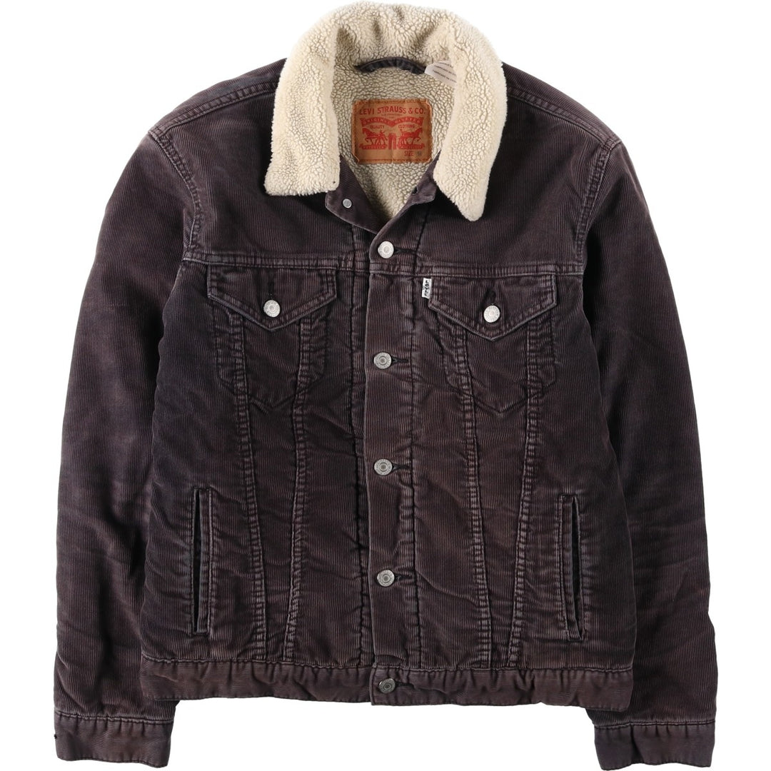Levi's Trucker Jacket, Padded, Corduroy Boa Jacket, Men's Size M (approx.) cotton Charcoal Vintage Second Hand