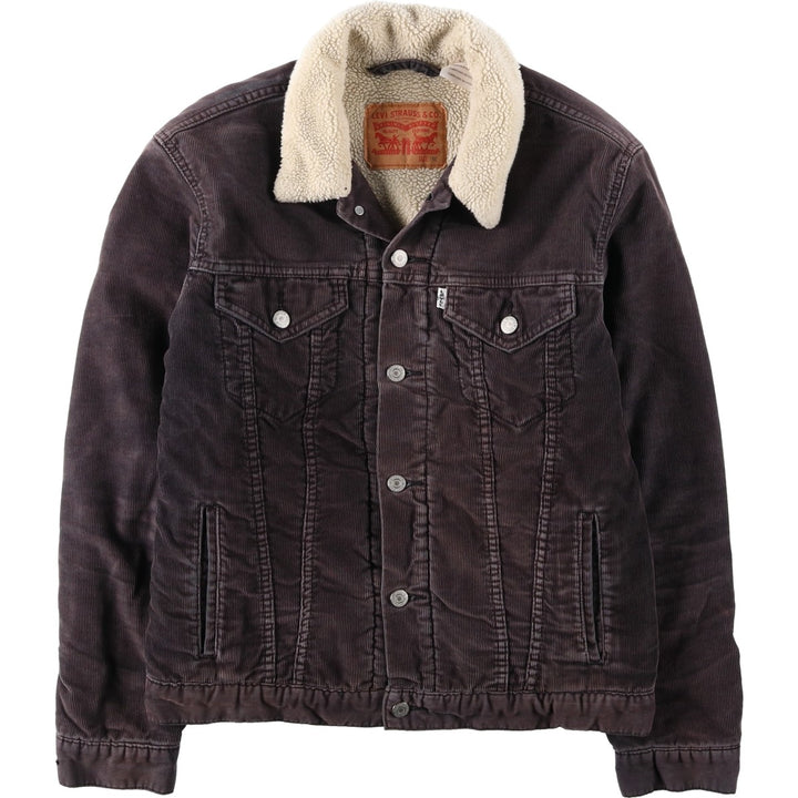 Levi's Trucker Jacket, Padded, Corduroy Boa Jacket, Men's Size M (approx.) cotton Charcoal Vintage Second Hand