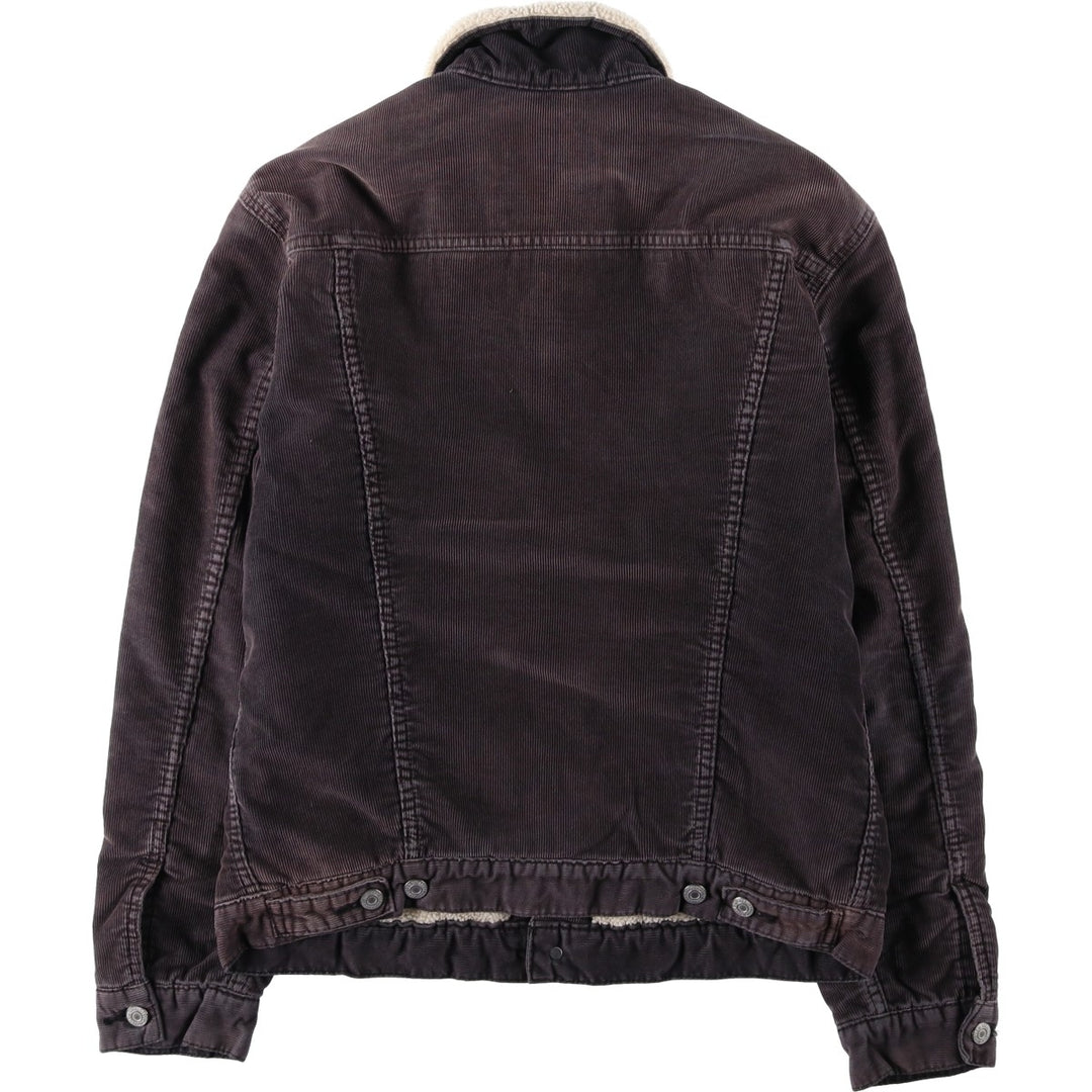 Levi's Trucker Jacket, Padded, Corduroy Boa Jacket, Men's Size M (approx.) cotton Charcoal Vintage Second Hand