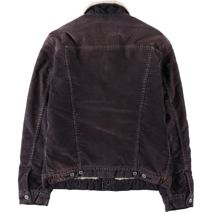 Levi's Trucker Jacket, Padded, Corduroy Boa Jacket, Men's Size M (approx.) cotton Charcoal Vintage Second Hand