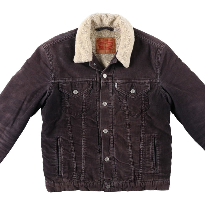 Levi's Trucker Jacket, Padded, Corduroy Boa Jacket, Men's Size M (approx.) cotton Charcoal Vintage Second Hand