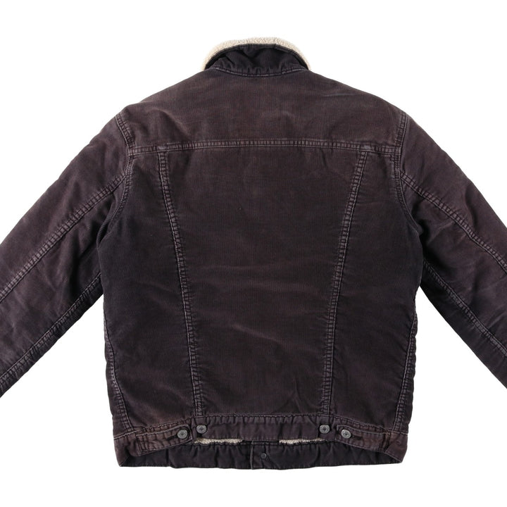 Levi's Trucker Jacket, Padded, Corduroy Boa Jacket, Men's Size M (approx.) cotton Charcoal Vintage Second Hand