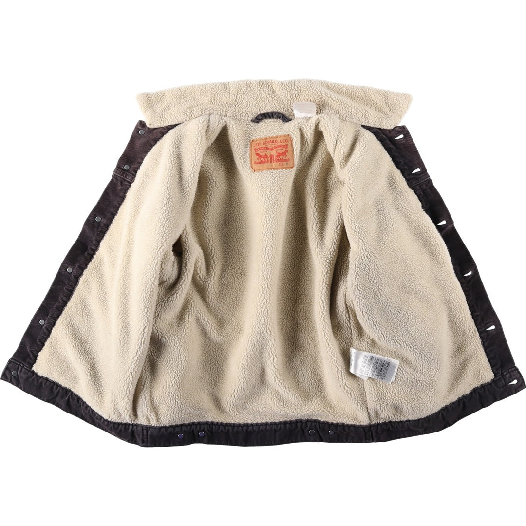 Levi's Trucker Jacket, Padded, Corduroy Boa Jacket, Men's Size M (approx.) cotton Charcoal Vintage Second Hand