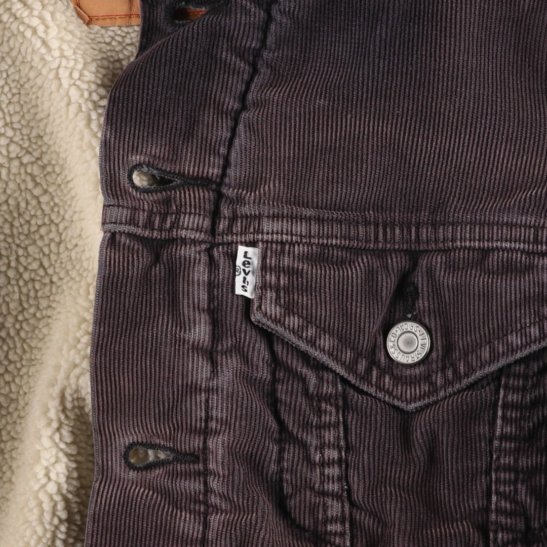 Levi's Trucker Jacket, Padded, Corduroy Boa Jacket, Men's Size M (approx.) cotton Charcoal Vintage Second Hand