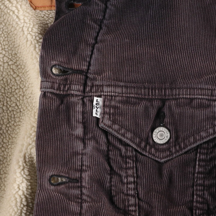 Levi's Trucker Jacket, Padded, Corduroy Boa Jacket, Men's Size M (approx.) cotton Charcoal Vintage Second Hand