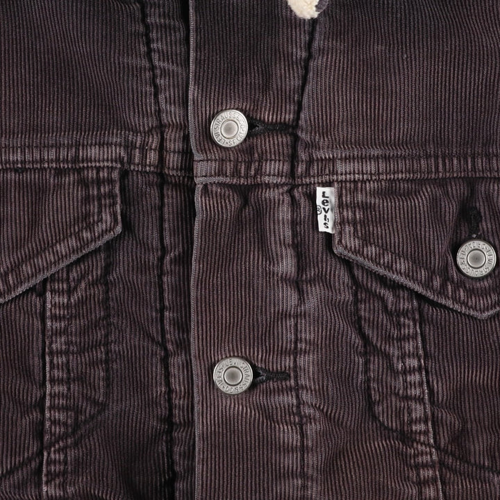 Levi's Trucker Jacket, Padded, Corduroy Boa Jacket, Men's Size M (approx.) cotton Charcoal Vintage Second Hand