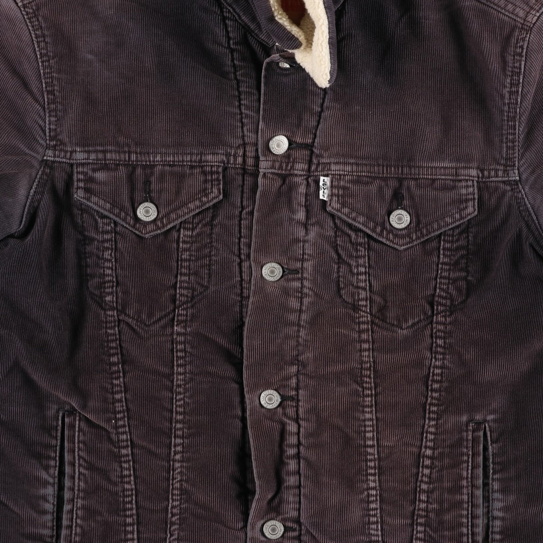Levi's Trucker Jacket, Padded, Corduroy Boa Jacket, Men's Size M (approx.) cotton Charcoal Vintage Second Hand